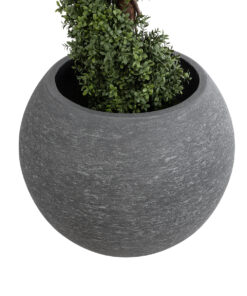 GloboStar® Artificial Garden COLUMBIA 20798 Επιδαπέδιο Πολυεστερικό Τσιμεντένιο Κασπώ Γλάστρα – Flower Pot Γκρι Φ60 x Υ51cm