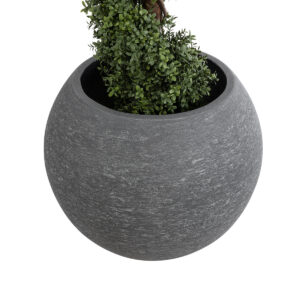 GloboStar® Artificial Garden COLUMBIA 20798 Επιδαπέδιο Πολυεστερικό Τσιμεντένιο Κασπώ Γλάστρα – Flower Pot Γκρι Φ60 x Υ51cm