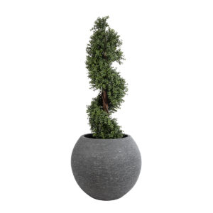 GloboStar® Artificial Garden COLUMBIA 20798 Επιδαπέδιο Πολυεστερικό Τσιμεντένιο Κασπώ Γλάστρα – Flower Pot Γκρι Φ60 x Υ51cm