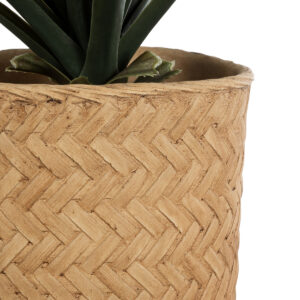 GloboStar® Artificial Garden MEDRANO 20799 ΣΕΤ 2 Διακοσμητικά Πολυεστερικά Τσιμεντένιά Κασπώ Γλάστρες – Flower Pots Μπεζ A:Φ25 x Υ23cm B:Φ25 x Υ23cm