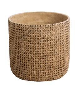 GloboStar® Artificial Garden GIUSEPPE 20800 Διακοσμητικό Πολυεστερικό Τσιμεντένιο Κασπώ Γλάστρα – Flower Pot Καφέ Φ35 x Υ33cm