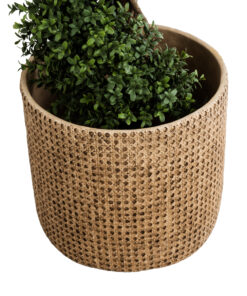 GloboStar® Artificial Garden GIUSEPPE 20800 Διακοσμητικό Πολυεστερικό Τσιμεντένιο Κασπώ Γλάστρα – Flower Pot Καφέ Φ35 x Υ33cm