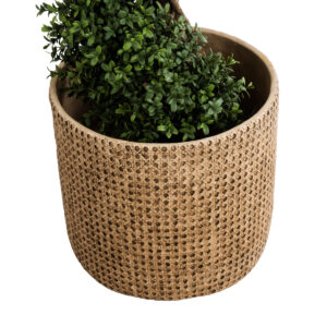 GloboStar® Artificial Garden GIUSEPPE 20800 Διακοσμητικό Πολυεστερικό Τσιμεντένιο Κασπώ Γλάστρα – Flower Pot Καφέ Φ35 x Υ33cm