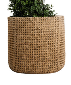 GloboStar® Artificial Garden GIUSEPPE 20800 Διακοσμητικό Πολυεστερικό Τσιμεντένιο Κασπώ Γλάστρα – Flower Pot Καφέ Φ35 x Υ33cm