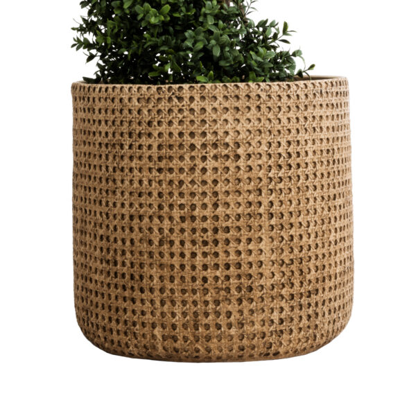 GloboStar® Artificial Garden GIUSEPPE 20800 Διακοσμητικό Πολυεστερικό Τσιμεντένιο Κασπώ Γλάστρα – Flower Pot Καφέ Φ35 x Υ33cm