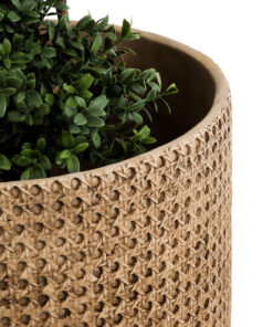 GloboStar® Artificial Garden GIUSEPPE 20800 Διακοσμητικό Πολυεστερικό Τσιμεντένιο Κασπώ Γλάστρα – Flower Pot Καφέ Φ35 x Υ33cm