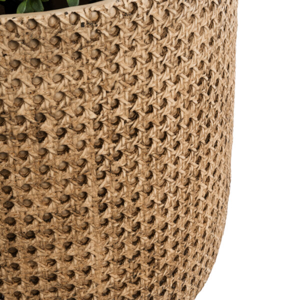 GloboStar® Artificial Garden GIUSEPPE 20800 Διακοσμητικό Πολυεστερικό Τσιμεντένιο Κασπώ Γλάστρα – Flower Pot Καφέ Φ35 x Υ33cm
