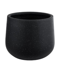 GloboStar® Artificial Garden MAYFAIR 20801 Διακοσμητικό Πολυεστερικό Τσιμεντένιο Κασπώ Γλάστρα – Flower Pot Μαύρο με Λευκές Λεπτομέριες Μ25 x Π27 x Υ30cm
