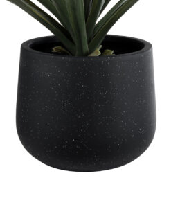 GloboStar® Artificial Garden MAYFAIR 20801 Διακοσμητικό Πολυεστερικό Τσιμεντένιο Κασπώ Γλάστρα – Flower Pot Μαύρο με Λευκές Λεπτομέριες Μ25 x Π27 x Υ30cm