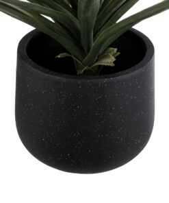 GloboStar® Artificial Garden MAYFAIR 20801 Διακοσμητικό Πολυεστερικό Τσιμεντένιο Κασπώ Γλάστρα – Flower Pot Μαύρο με Λευκές Λεπτομέριες Μ25 x Π27 x Υ30cm