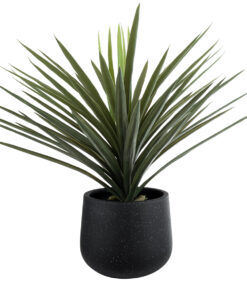 GloboStar® Artificial Garden MAYFAIR 20801 Διακοσμητικό Πολυεστερικό Τσιμεντένιο Κασπώ Γλάστρα – Flower Pot Μαύρο με Λευκές Λεπτομέριες Μ25 x Π27 x Υ30cm