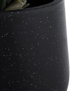 GloboStar® Artificial Garden MAYFAIR 20801 Διακοσμητικό Πολυεστερικό Τσιμεντένιο Κασπώ Γλάστρα – Flower Pot Μαύρο με Λευκές Λεπτομέριες Μ25 x Π27 x Υ30cm