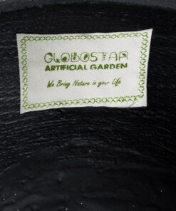 GloboStar® Artificial Garden MAYFAIR 20801 Διακοσμητικό Πολυεστερικό Τσιμεντένιο Κασπώ Γλάστρα – Flower Pot Μαύρο με Λευκές Λεπτομέριες Μ25 x Π27 x Υ30cm