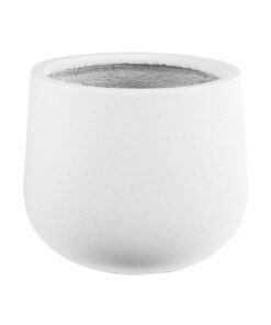 GloboStar® Artificial Garden CHELSEA 20802 Διακοσμητικό Πολυεστερικό Τσιμεντένιο Κασπώ Γλάστρα – Flower Pot Λευκό με Μαύρες Λεπτομέριες Μ25 x Π27 x Υ30cm