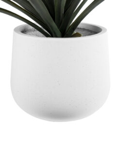 GloboStar® Artificial Garden CHELSEA 20802 Διακοσμητικό Πολυεστερικό Τσιμεντένιο Κασπώ Γλάστρα – Flower Pot Λευκό με Μαύρες Λεπτομέριες Μ25 x Π27 x Υ30cm