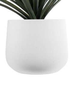 GloboStar® Artificial Garden CHELSEA 20802 Διακοσμητικό Πολυεστερικό Τσιμεντένιο Κασπώ Γλάστρα – Flower Pot Λευκό με Μαύρες Λεπτομέριες Μ25 x Π27 x Υ30cm