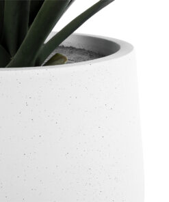 GloboStar® Artificial Garden CHELSEA 20802 Διακοσμητικό Πολυεστερικό Τσιμεντένιο Κασπώ Γλάστρα – Flower Pot Λευκό με Μαύρες Λεπτομέριες Μ25 x Π27 x Υ30cm