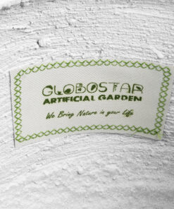 GloboStar® Artificial Garden CHELSEA 20802 Διακοσμητικό Πολυεστερικό Τσιμεντένιο Κασπώ Γλάστρα – Flower Pot Λευκό με Μαύρες Λεπτομέριες Μ25 x Π27 x Υ30cm