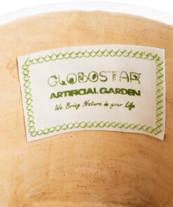 GloboStar® Artificial Garden NOTTING 20803 Διακοσμητικό Πολυεστερικό Τσιμεντένιο Κασπώ Γλάστρα – Flower Pot Μπεζ με Λευκό Φ20 x Υ16cm