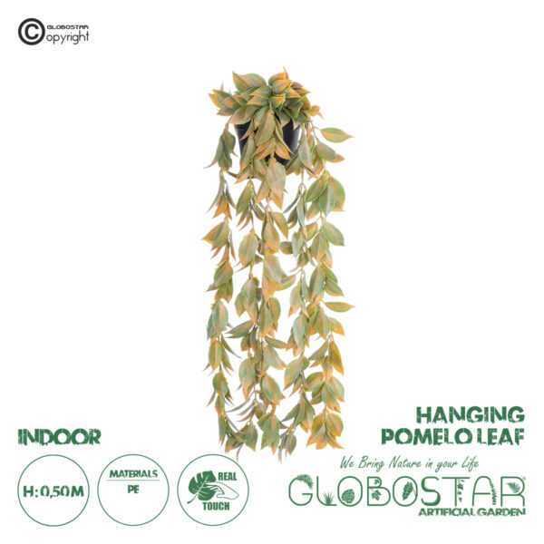 GloboStar® Artificial Garden HANGING POMELO LEAF 20871 – Τεχνητό Κρεμαστό Διακοσμητικό Φυτό Φύλλο Πομέλο  Φ17 x Y50cm