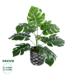 GloboStar® Artificial Garden MONSTERA 20893 – Τεχνητό Διακοσμητικό Φυτό Μονστέρα Φ40 x Υ33cm
