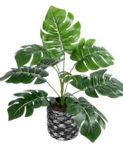 GloboStar® Artificial Garden MONSTERA 20893 – Τεχνητό Διακοσμητικό Φυτό Μονστέρα Φ40 x Υ33cm