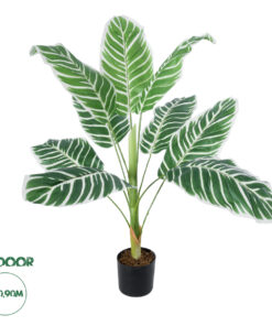 GloboStar® Artificial Garden WHITE ZEBRA PLANT 20943 Τεχνητό Διακοσμητικό Φυτό Λευκή Ζέβρα Φ90 x Υ90cm