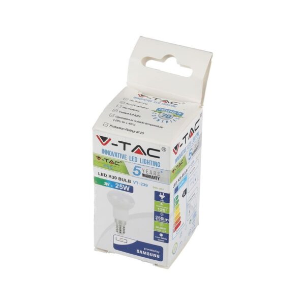 LED Λάμπα E14 R39 3W V-TAC Samsung Chip Φυσικό Λευκό 4000K – 211