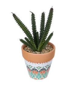 GloboStar® Artificial Garden SUCCULENT EUPHORBIA POTTED PLANT 21045 Διακοσμητικό Φυτό Ευφορβία Φ11 x Υ19cm