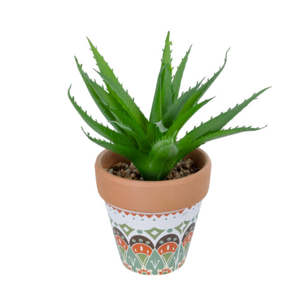 GloboStar® Artificial Garden SUCCULENT ALOE POTTED PLANT 21054 Διακοσμητικό Φυτό Αλόη  Φ15 x Υ19cm