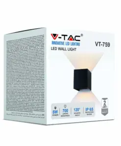 LED Φωτιστικό Τοίχου 5W Up-Down V-TAC Μαύρο Αδιάβροχο IP65 Φυσικό 4000K – 217087