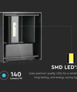 LED Φωτιστικό Τοίχου 5W Up-Down V-TAC Μαύρο Αδιάβροχο IP65 Φυσικό 4000K – 217087
