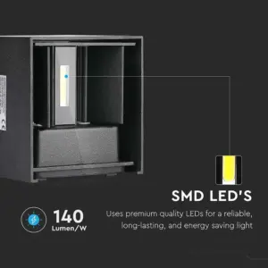 LED Φωτιστικό Τοίχου 5W Up-Down V-TAC Μαύρο Αδιάβροχο IP65  Φυσικό 4000K – 217087