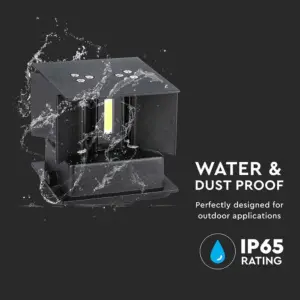 LED Φωτιστικό Τοίχου 5W Up-Down V-TAC Μαύρο Αδιάβροχο IP65  Φυσικό 4000K – 217087
