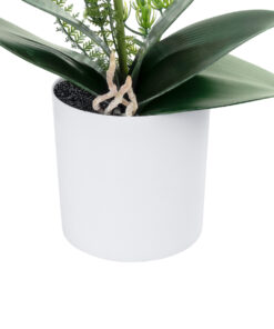 GloboStar® Artificial Garden WHITE ORCHID 21076 Διακοσμητικό Φυτό Λευκή Ορχιδέα Υ45cm
