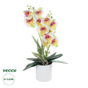 GloboStar® Artificial Garden WHITE – FUCHSIA ORCHID 21078 Διακοσμητικό Φυτό Λευκή – Φούξια Ορχιδέα Υ45cm