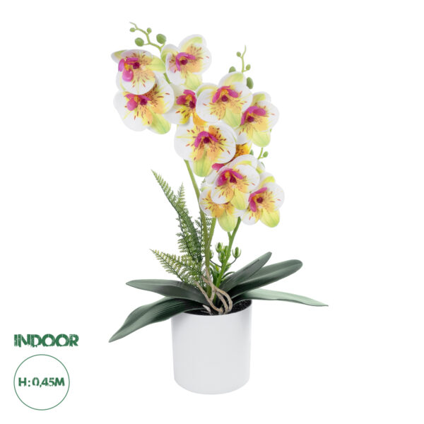 GloboStar® Artificial Garden WHITE – FUCHSIA ORCHID 21078 Διακοσμητικό Φυτό Λευκή – Φούξια Ορχιδέα Υ45cm