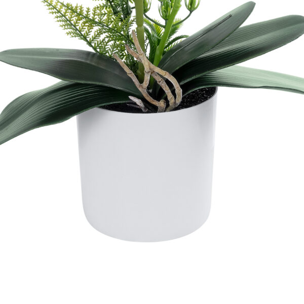 GloboStar® Artificial Garden WHITE – FUCHSIA ORCHID 21078 Διακοσμητικό Φυτό Λευκή – Φούξια Ορχιδέα Υ45cm