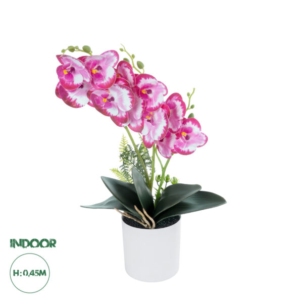 GloboStar® Artificial Garden PINK + FUCHSIA ORCHID 21079 Διακοσμητικό Φυτό Ροζ – Φούξια Ορχιδέα Υ45cm