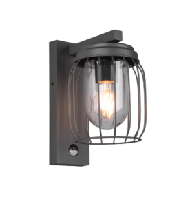 Φωτιστικό Τοίχου Trio Lighting E27 Ανθρακί Χυτό Αλουμίνιο Ανιχνευτής Κίνησης IP44 – 210869142