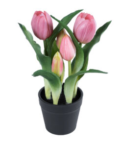 GloboStar® Artificial Garden PINK TULIP 21092 Διακοσμητικό Φυτό Ροζ Τουλίπα Υ23cm