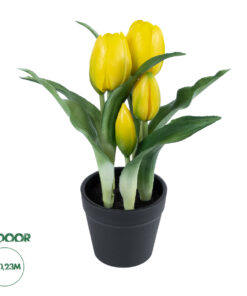 GloboStar® Artificial Garden YELLOW TULIP 21093 Διακοσμητικό Φυτό Κίτρινη Τουλίπα Υ23cm