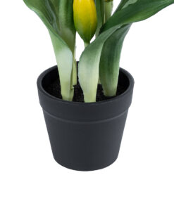GloboStar® Artificial Garden YELLOW TULIP 21093 Διακοσμητικό Φυτό Κίτρινη Τουλίπα Υ23cm