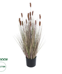 GloboStar® Artificial Garden BROWN LAGURUS 21099 Διακοσμητικό Φυτό Καφέ Λαγοουρά Υ70cm