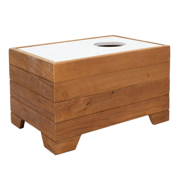 Table-champagne stand Otis pakoworld beech wood walnut-white marble 60x42x35cm 211-000010
