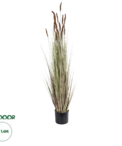 GloboStar® Artificial Garden BROWN LAGURUS 21101 Διακοσμητικό Φυτό Καφέ Λαγοουρά Υ140cm