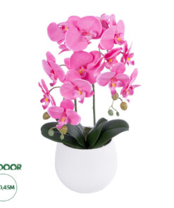 GloboStar® Artificial Garden PINK ORCHID 21116 Διακοσμητικό Φυτό Ροζ Ορχιδέα Υ45cm