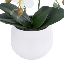 GloboStar® Artificial Garden WHITE ORCHID 21117 Διακοσμητικό Φυτό Λευκή Ορχιδέα Υ45cm