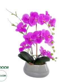 GloboStar® Artificial Garden HOT PINK ORCHID 21119 Διακοσμητικό Φυτό Έντονο Ροζ Ορχιδέα Υ43cm