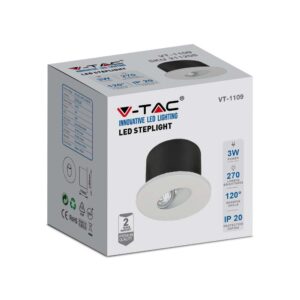LED Spot Χωνευτό Λευκό Στρογγυλό για Σκαλοπάτια 3W V-TAC  Θερμό Λευκό 3000K – 211207